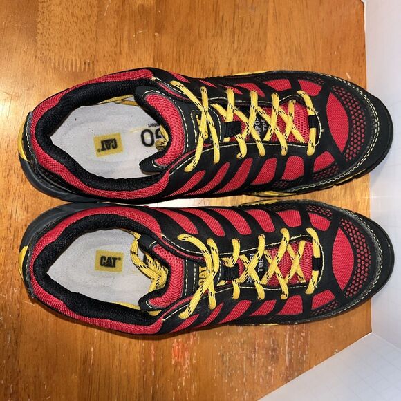 CAT Caterpillar Ergo Shoes Men’s 10 Composite Toe Black Red Yellow Work Sneakers - Picture 7 of 8